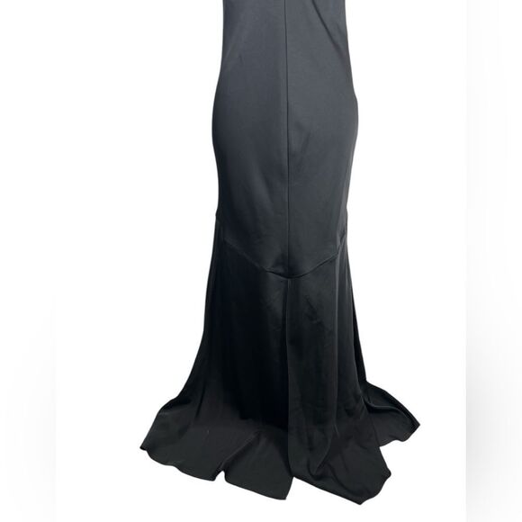 Vince Camuto Black Satin Maxi Slip Dress V-Neck Spaghetti Strap Front Slit 4 - Picture 9 of 13